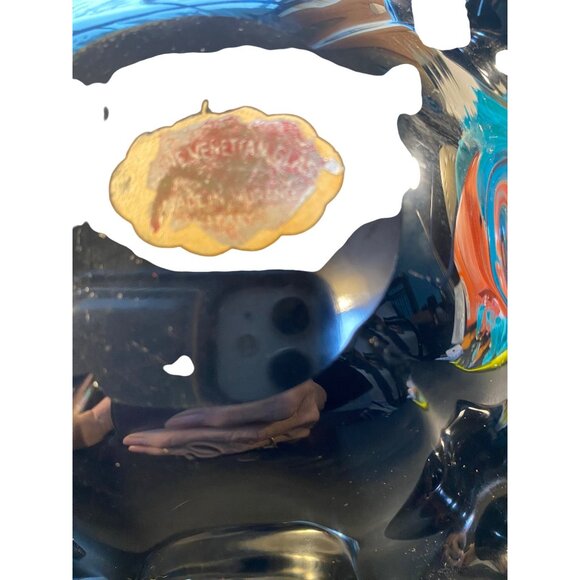 Handcrafted Murano Red & Black Art Glass Ashtray With Ruffled Edges And Gold Foi - Picture 8 of 10